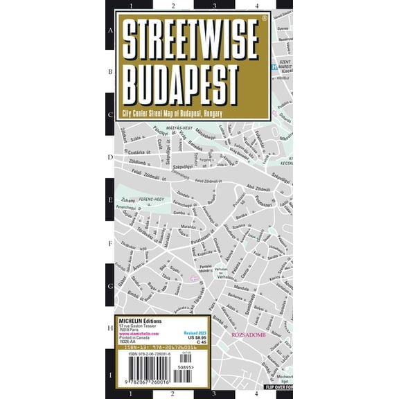 Michelin Streetwise Maps Streetwise Budapest Map: Laminated City Center Street Map of Budapest, Hungary, (Paperback)