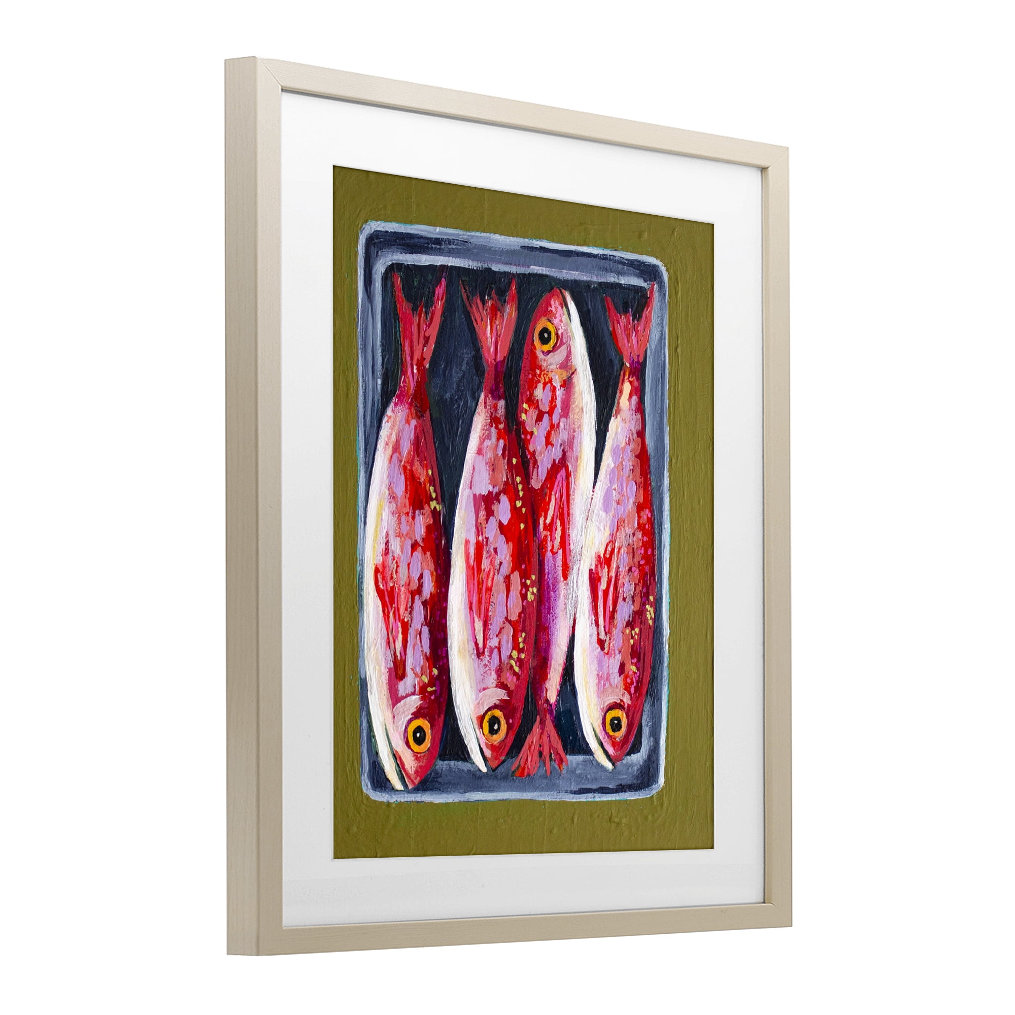 Stupell Industries Red Fish on a Platter Birch Framed Print Under Glass, design by Rachel Nerney