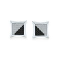 thumbnail image 2 of Bling Jewelry Mens Black Yellow Blue Square CZ Stud Earrings Sterling Silver, 2 of 5