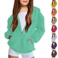 thumbnail image 6 of XXWXYD Teen Girls Flece Zip Up Hoodies Jacket, Basic Solid Color Sweatshirts for Kids, Fall Winter Casual Loose Fit Daily Outwear, Comfy Warm Pullover with Pockets, 6 of 7