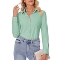 thumbnail image 1 of Camisa con botones Siliteelon para mujer de manga larga, color verde claro, 1 of 9
