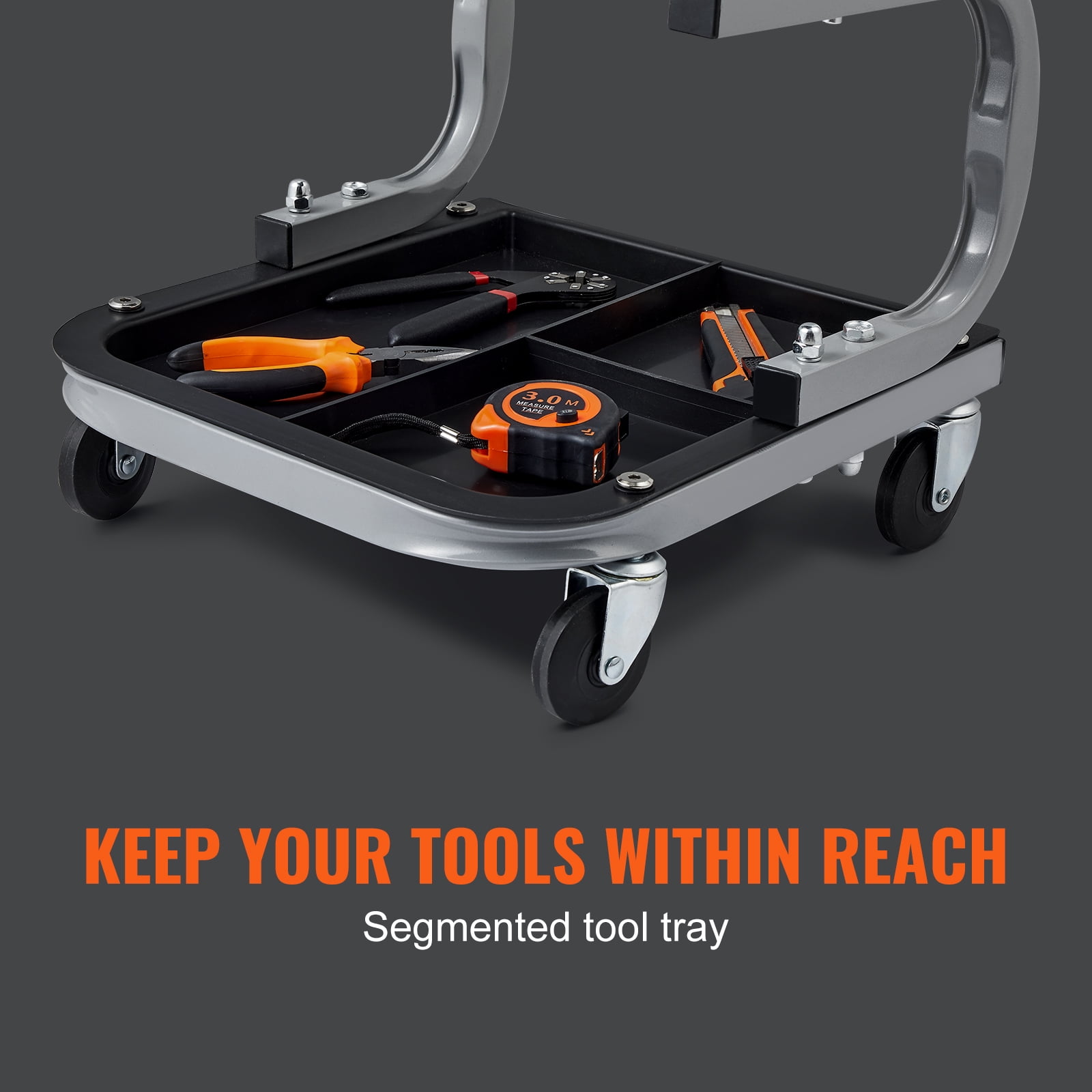 KFFKFF Garage Shop Creeper Seat with Tool Tray Rolling Padded Auto Mechanic Stool ,250 lbs Capacity