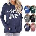 thumbnail image 3 of Sudadera de cuello redondo con estampado de oso, manga larga, azul oscuro, talla XL, suave, para uso diario para mujer, 3 of 5