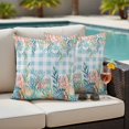 thumbnail image 4 of Summer Beach Outdoor Pillow Covers Pack of 2 Ocean Colorful Coral Shell Seaweed Starfish Blue Plaid Waterproof Throw Pillow Covers Decorative Cushion Cases for Patio Garden Tent Balcony 20x20 inch, 4 of 9