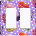 thumbnail image 6 of Metal Light Switch Plate Cover Colorful Macaron Dessert Purple Polka Dots CAK028, 6 of 13