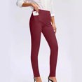 thumbnail image 5 of WCMZJ Womens Dress Pants Work Business Skinny Leg Pants Office High Waisted Slacks Slim Fit Casual Trousers with Pockets Wine XXL, 5 of 8