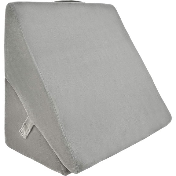 SSyao Bed Wedge Pillow, Adjustable 9&12 Inch Folding Memory Foam Incline Cushion for Legs and Back Support, Memory Foam Bed Support Pillow w/Removable Cover for Sleep Resting Reading (Grey)
