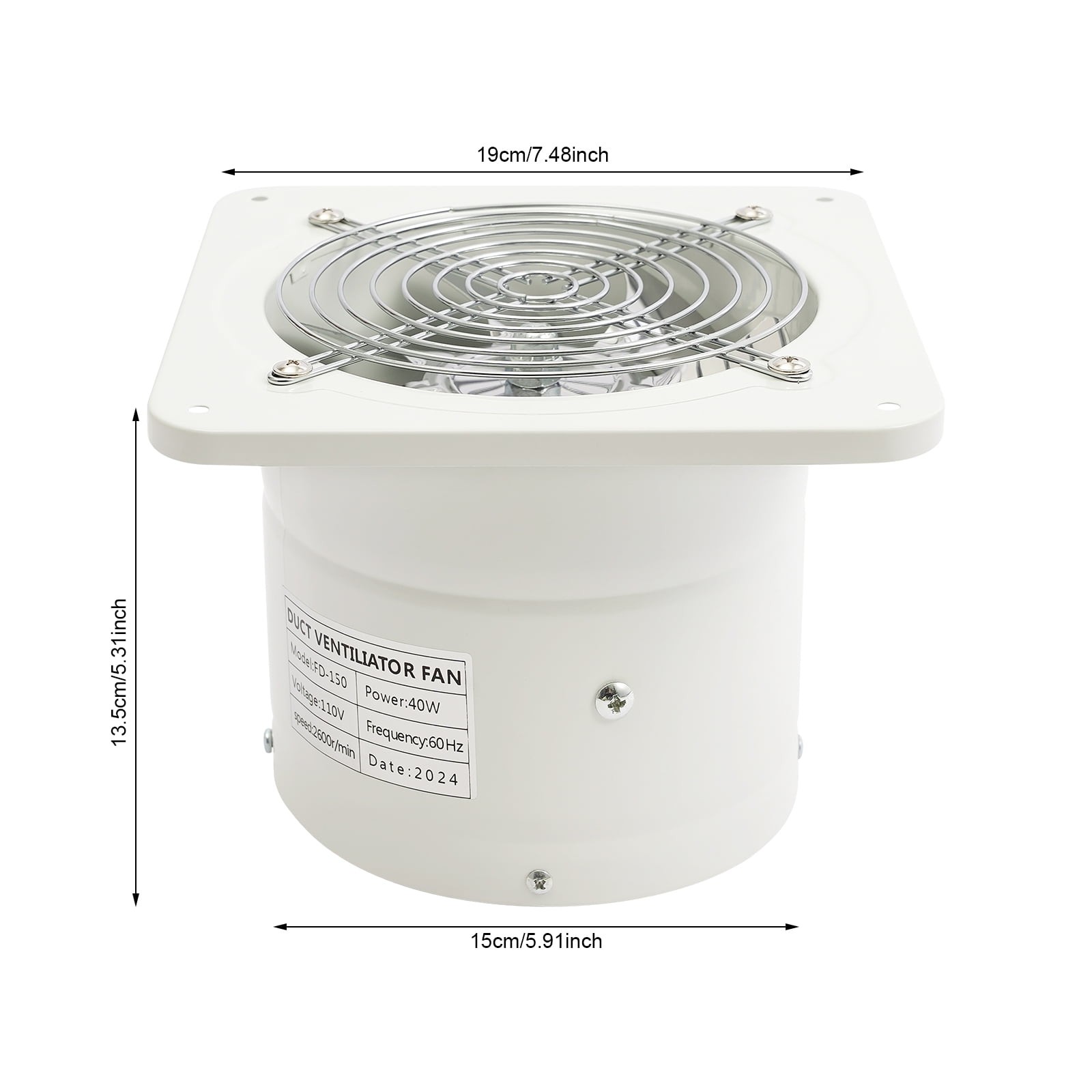 Ventilation Fan White 6" Exhaust Fan Wall Mounted for Kitchen Bathroom