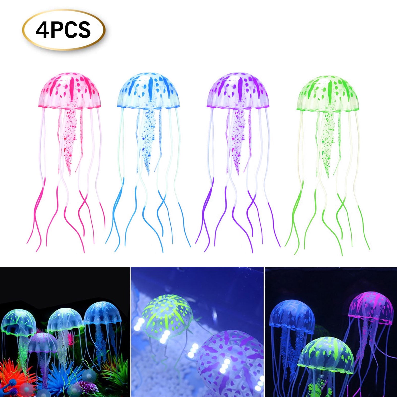 6/4pcs Jellyfish Aquarium Decorations, Glowing Effect Jellyfish