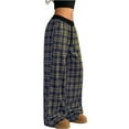 thumbnail image 6 of Cozyvia Women's Plaid Checkered Pants Flannel Pajama Pants Low Rise Stretchy Pajama Pants Lounge Wide Leg Baggy Sweatpants with Pockets - Yellow S, 6 of 7