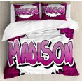 thumbnail image 1 of Madison Duvet Cover Set King Size, Female Name in Feminine Colors for Girls Birthday Celebration Cartoon, Decorative 3 Piece Bedding Set with 2 Pillow Shams, Fuchsia Pink White, by Ambesonne, 1 of 3