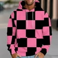 thumbnail image 2 of ZCFZJW Mens Casual Drawstring Hooded Sweatshirts Fashion Plaid Print Long Sleeve Warm Pullover Tops Trendy Oversized Baggy Hoodie Outwear Coat with Pocket Pink M, 2 of 5