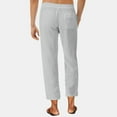 thumbnail image 4 of Otvok Mens Linen Solid Color Loose Fashionable Drawstring Pants with Pockets, 4 of 6