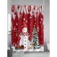thumbnail image 5 of Red Christmas Shower Curtain Set, Waterproof Shower Curtains for Bathroom, Snowman Xmas Balls Pine Needle Tree Washable Fabric Cloth Bath Curtain for Bathtub Decoration with Hooks 54x78 Inches, 5 of 6