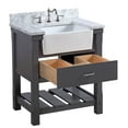 thumbnail image 2 of Charlotte 30" Farmhouse Bathroom Vanity with Marine Gray Cabinet and Carrara Marble Top, 2 of 5