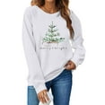 thumbnail image 3 of GUZOM Womens White Christmas Sweatshirt - 100% Polyester Relaxed Fit Crew Neck with Festive Christmas Tree Graphic, Cozy Holiday Loungewear (XS-XL),Size S, 3 of 8
