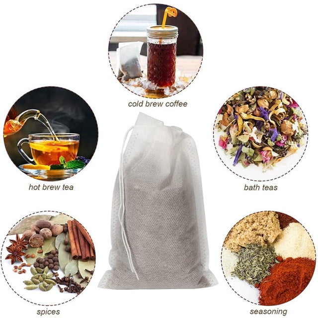 100 Pieces of Mess-Free Cold Brewing Bag Disposable Coffee Filter Bag Fine Mesh Brewing Drawstring Bag