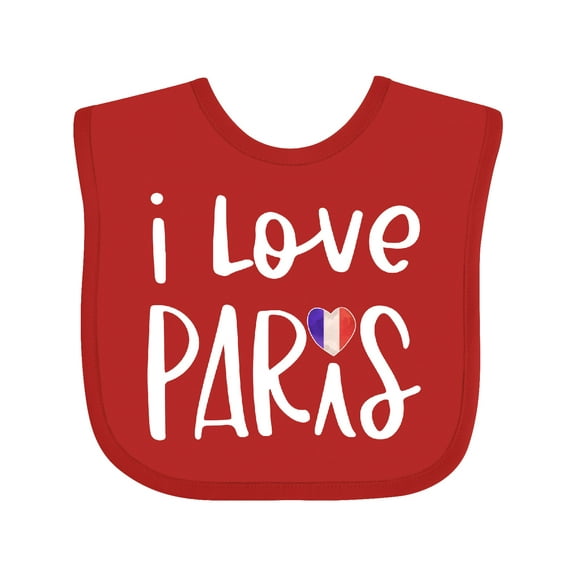 Inktastic I Love Paris French Flag Heart Boys or Girls Baby Bib