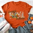 thumbnail image 4 of Odeerbi Thanksgiving Shirts for Women 2025 Casual Round Neck Short-sleeved Printed T-shirt Top Orange, 4 of 5