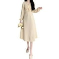 thumbnail image 1 of Vestido de cóctel elegante de manga larga con farol para mujer Laklulu, color albaricoque, XXXL, 1 of 6