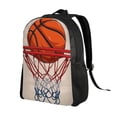 thumbnail image 2 of Xecao Basketball Shot Print School Backpack with Laptop Compartment Small Travel Laptop Backpack for Women Men Waterproof College Backpack Simple School Bag, 2 of 8