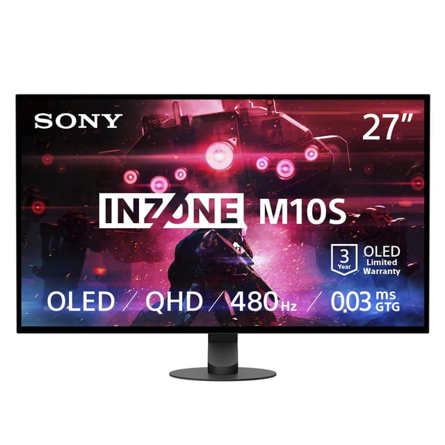 Sony INZONE M10S OLED QHD 1440p 480Hz Monitor para Juegos de 27 Pulgadas con Micromatriz de Lentes Más Tecnología y Entrada de Cable 2.1 con Puerto de Visualización de Alto Ancho de Banda (Negro)