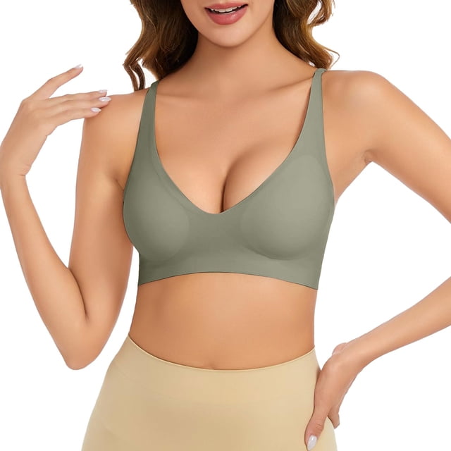 WILLBEST Brasier Push Up Mujer Sujetador Sin Aros Para Mujer, Escote En V, Cómodo, Suave, Push Up, Sin Costuras, Ligeramente Acolchado Para Un Ajuste Perfecto. Bralette Para Mujer.