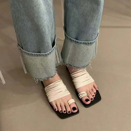 

Dressy Sandals for Womens Summer Heels- Beach Square Toe Dressy Casual Sandals Beige Size 5.5