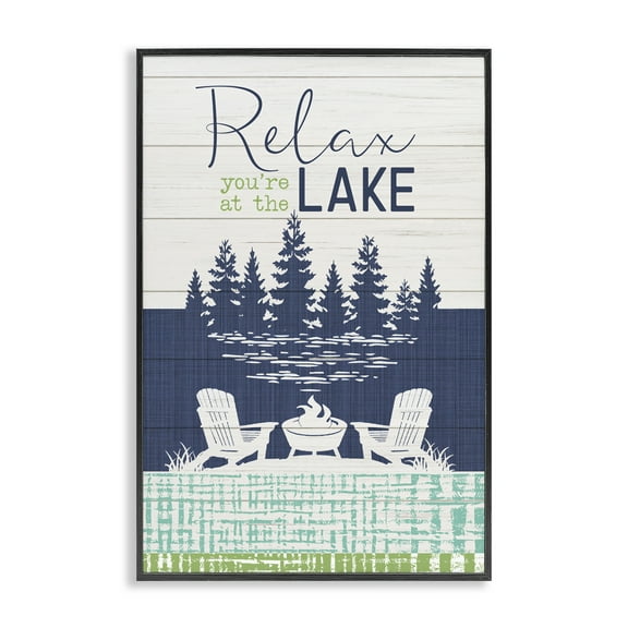 Stupell Industries Relax at Lake Rustic View Nautical & Beach Painting Black Framed Art Print Wall Art, 12 x 18