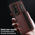 thumbnail image 3 of Allytech Wallet Case for Samsung Galaxy Z Fold4 with Pen Holder, Credit Card Slots Thin Slim Premium PU Leather Stand Full Protective Cover Case for Women Men - Brown, 3 of 9