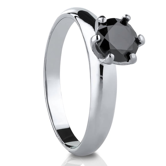 Solitaire Wedding Ring,Titanium Wedding Ring,Engagement Ring,Anniversary Ring,Black CZ Wedding Ring,Titanium Ring