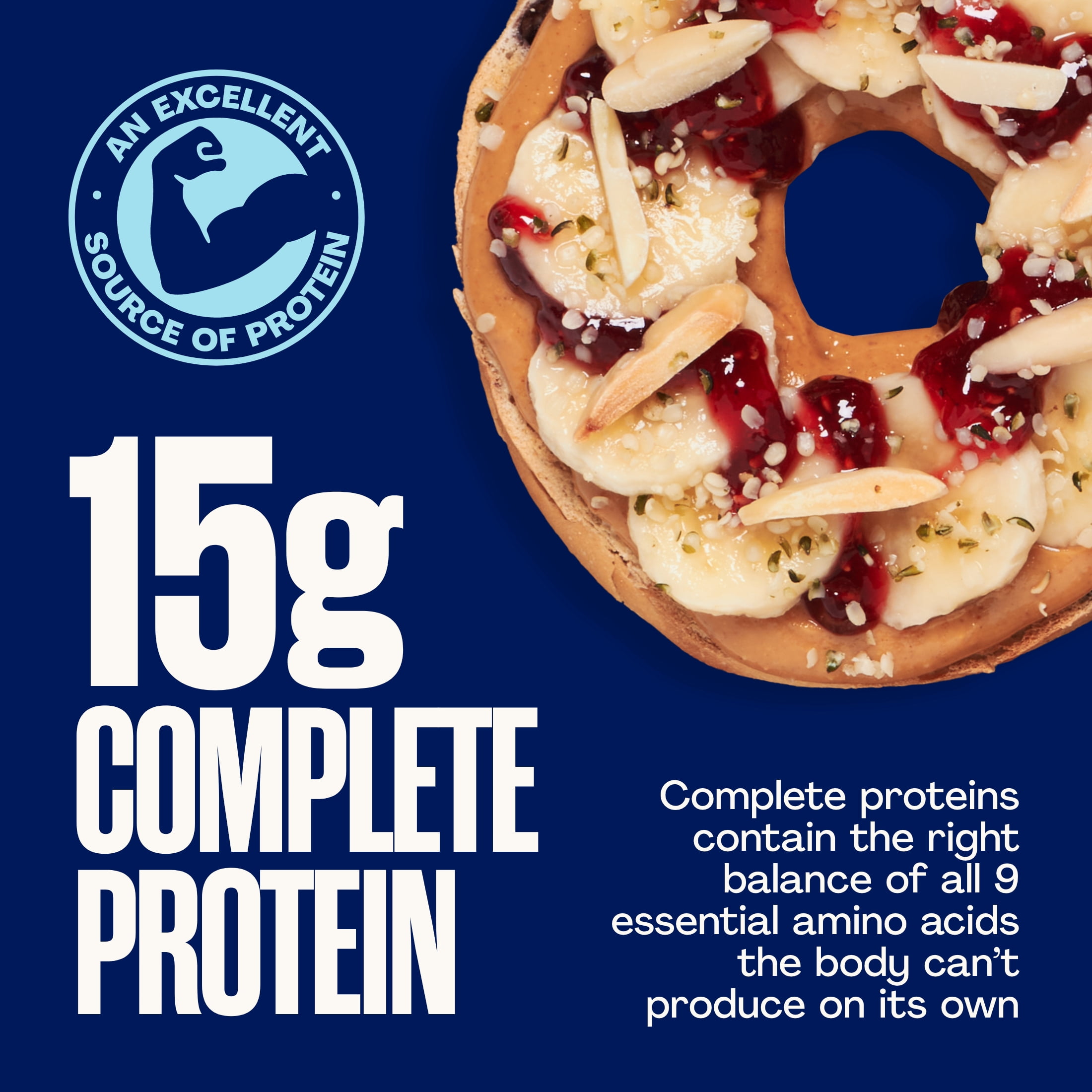Sola Blu-Berry Protein Bagels, 15g Complete Protein, 12oz, 4 Count