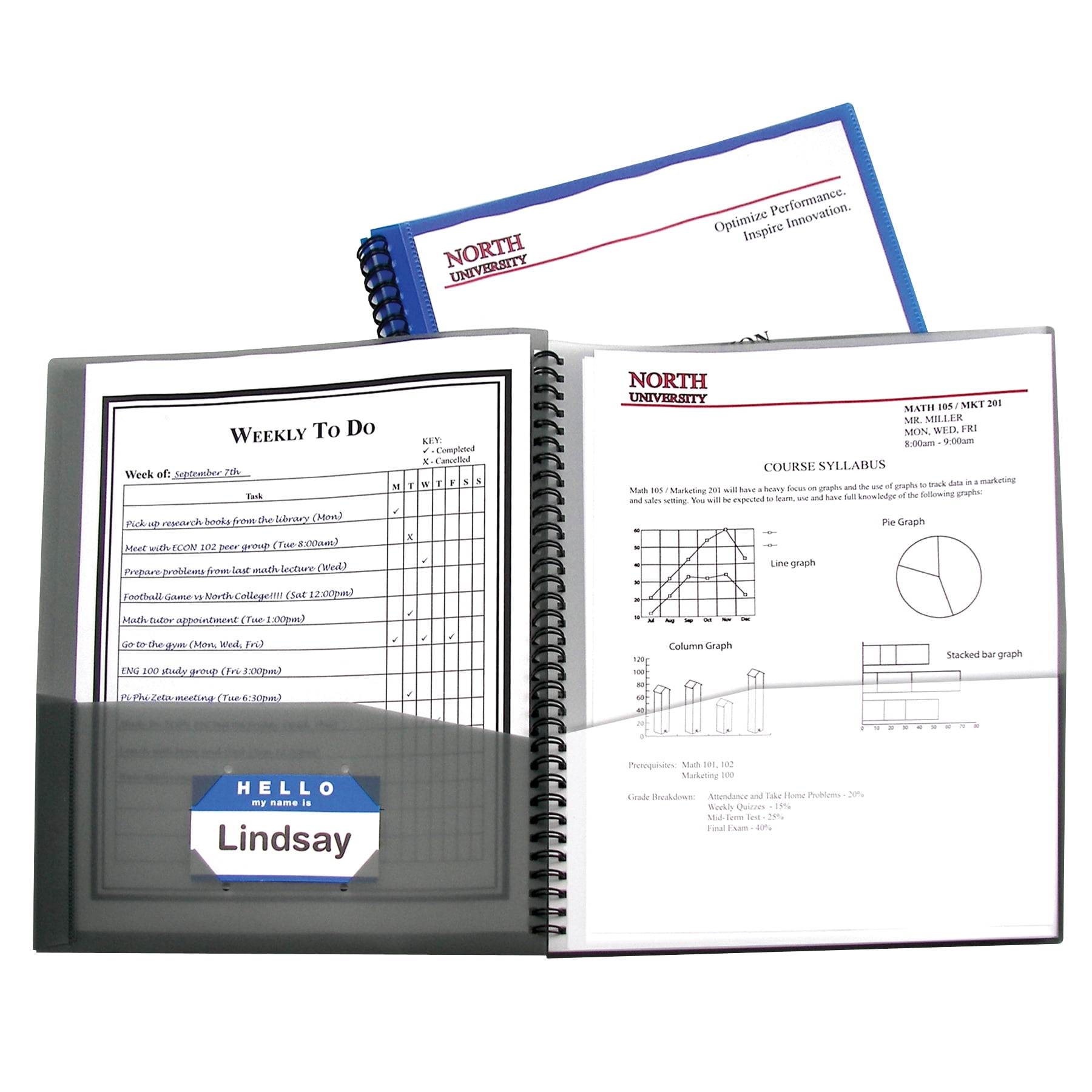 C-Line 8-Pocket Spiral-Bound Poly Portfolio, Pack of 6