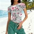 thumbnail image 5 of cocolona Summer Crop Tops for Women Short Sleeve Crew Neck Slim T-shirts Fashion Casual Floral Print Blouses Basic Tees, 5 of 7