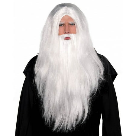 Sorcerer Wig and Beard Set Adult Costume Accessory
