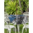 thumbnail image 2 of Outdoor Tablecloth with Umbrella Hole and Zipper, Black White Animals Round Table Cloth 60 Inch Waterproof Tablecloth, Cow Rooster Trees Vintage Art Picnic Table Cover for Patio Camping, 2 of 7