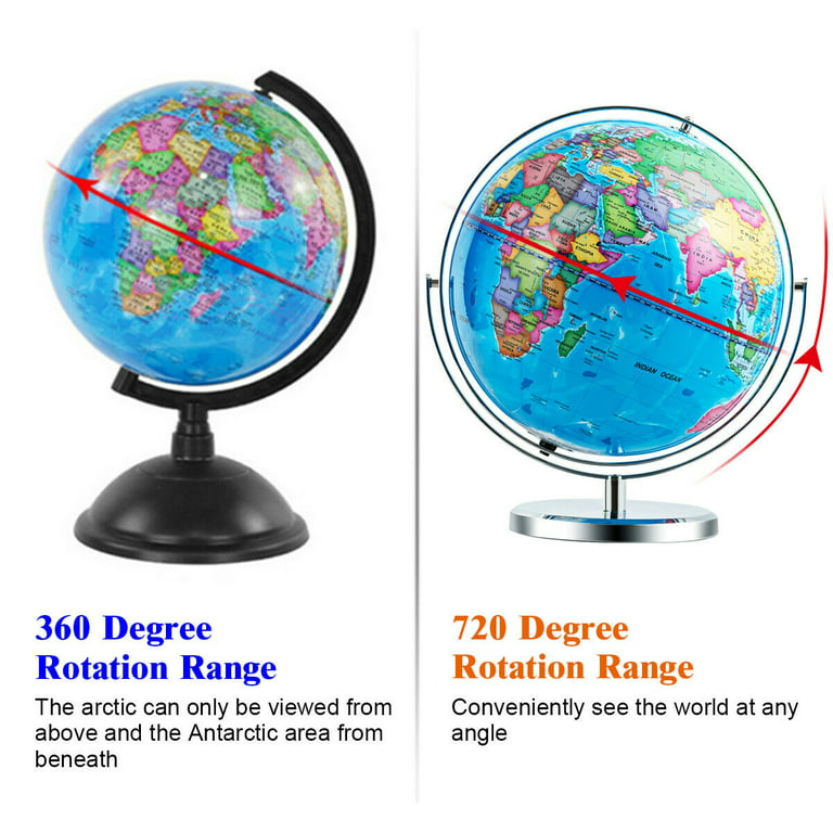 Gymax 13 Illuminated World Globe 720 Degree Rotating Education Cartography  Map W/ LED