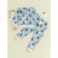 thumbnail image 4 of Bslissey Little Boys Pants Set 2T 3T 4T 5T 6T Rugby Print Long Sleeve Hooded Hoodies and Elastic Waist Long Pants 2Pcs Outfits Toddler Kids Casual Daily Clothes, 4 of 8