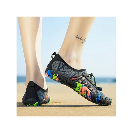 

Woobling Womens Mens Wading Shoe Quick Dry Aqua Socks Barefoot Water Sport Shoes Unisex Diving Sneakers Breathable Comfort Lightweight Black Orange 11