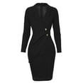 thumbnail image 4 of Womens Dresses Vacation, Women Long Sleeve Work Office Business Pencil Dress Deep V Neck Casual Bodycon Cocktail Party Wrap Mini Dress, 4 of 7