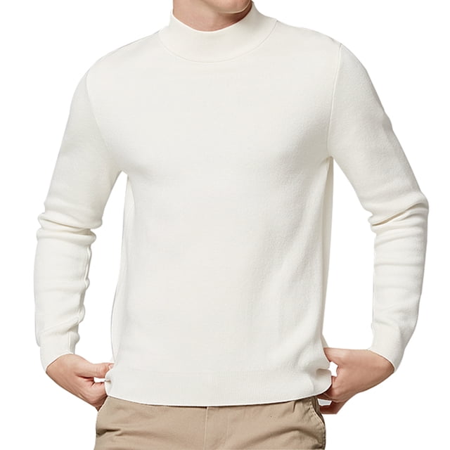Pull Homme Coton Tricoté Slim Pull Col Roulé Pull Homme Automne Hiver Col Montant T-Shirt Homme Pulls Col Montant Vêtements Marque