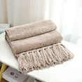 thumbnail image 4 of Home Farmhouse Boho Decor Chenille Throw Blanket, Soft for Couch Sofa Chair Bed, Taupe 60" X 80", 4 of 8
