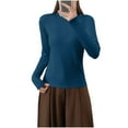 thumbnail image 1 of HAiming Womens Tops Long Sleeve Crew Neck Solid Color Strenchy Base Layer Pullover Soft Blouse Clothes, 1 of 7