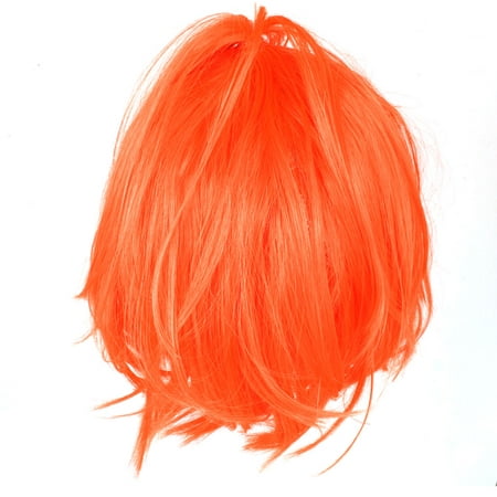 Unique Bargains Woman Short Straight Hairpiece Ponytail Top Detail Hair Full  Wig Orange Red