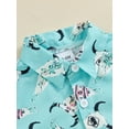 thumbnail image 6 of Aojekbee Kids Baby Boy Button down Shirt Western Cow Head Print Short Sleeve Tops Casual T-Shirts for Toddler Summer Clothes, 6 of 10