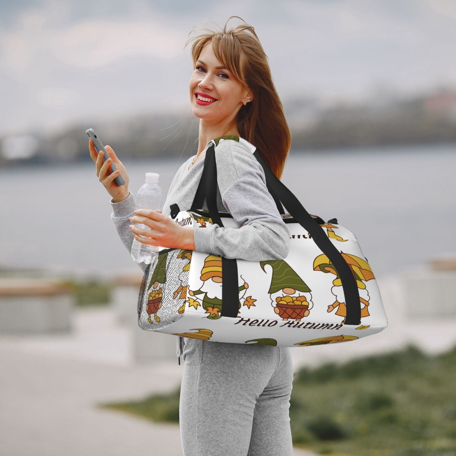 Fuzoiu Hello Autumn Print Travel Duffle Bag,Carry On Tote Bags,Duffel Bag,Sport Gym Bag, Hospital Bag for Labor and Delivery, Overnight Bag,Luggage Bag