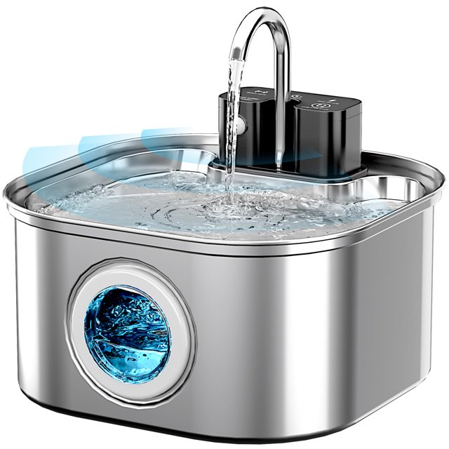 Fuente de agua inalámbrica para mascotas Lawfery de acero inoxidable 3,2 L