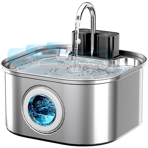 Fuente de agua inalámbrica para mascotas Lawfery de acero inoxidable 3,2 L