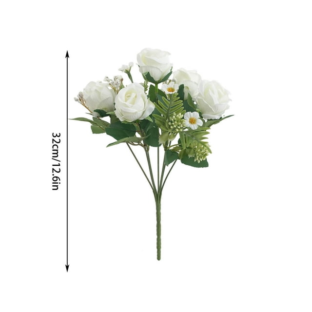 Rosas artificiales de imitación de seda, rosas artificiales con tallos, ramos de novia, diseños falsos, escenas para mesa de boda, tacto de seda.