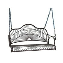 Iron Outdoor Swing - Hammered Bronze Finish - Durable Relaxation Swing - 47"L x 22"W x 24"H